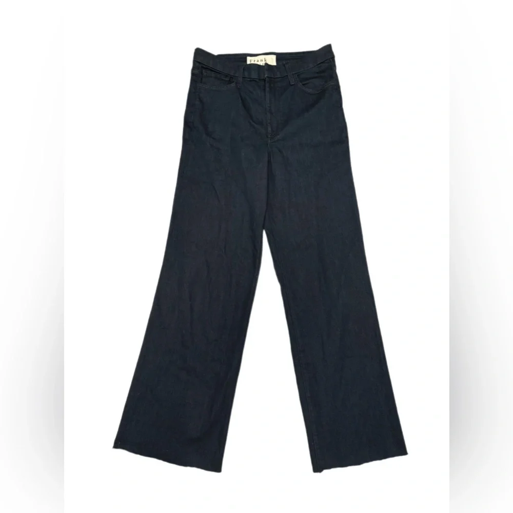 Frank & Eileen Italian East Galway Wide Leg Raw Hem Jeans Dark Wash Size 30 - Picture 2 of 10